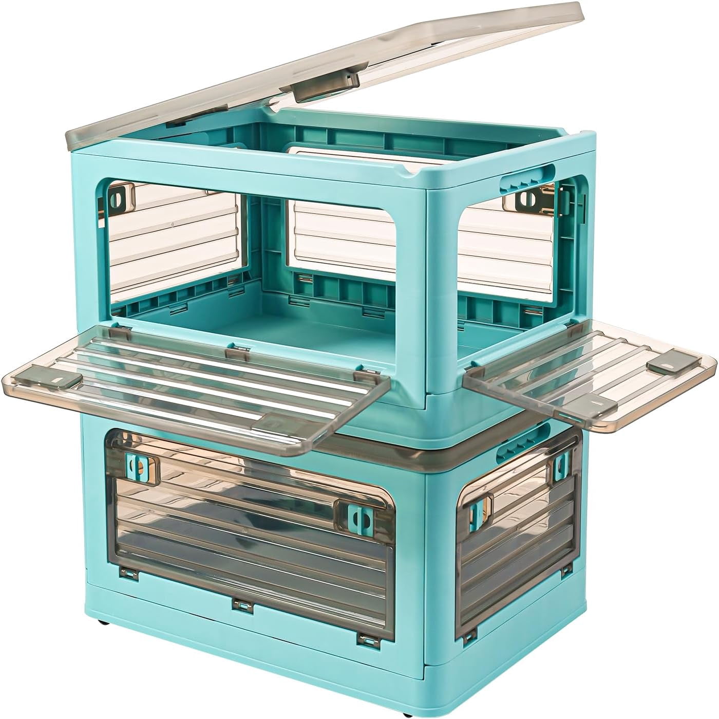 32Qt Plastic Storage Bins with Lid, Collapsible Storage Bins with ...