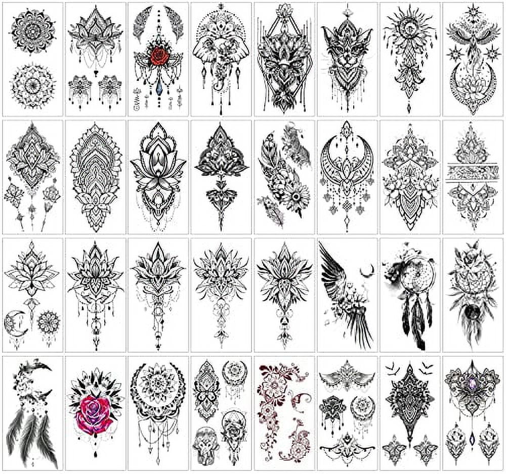 QSTOHENA Henna Tattoo Kit Flower Stencil for Hand,Reusable Temporary  Airbrush Tattoo Stencils Arabian Tattoo Stickers for Body Paint Art (14  Sheets/7