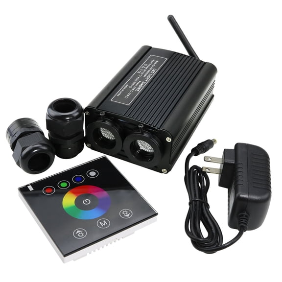 32W LED Optic Fiber Light Engine Driver Double Port Optical Fiber Light Source With Touch Panel RGBW Control For Star Ceiling