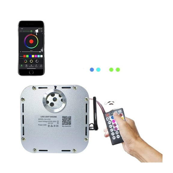 32W RGB Twinkle Fiber Optic Light Starry Sky Ceiling Kit Mixed 835 *(0.75mm+1mm+1.5mm)*4/5M Optical Fiber Smart app /RF Control ,Safe to Use
