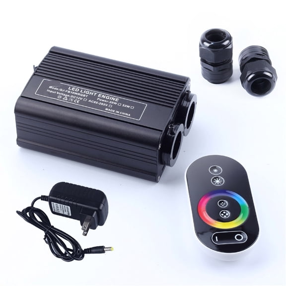 32W RGBW LED Fiber Optic Engine Driver double Light Source heads RF Touch Remote Controller for all fiber optic Cable Lighting ,Romantic Atmosphere