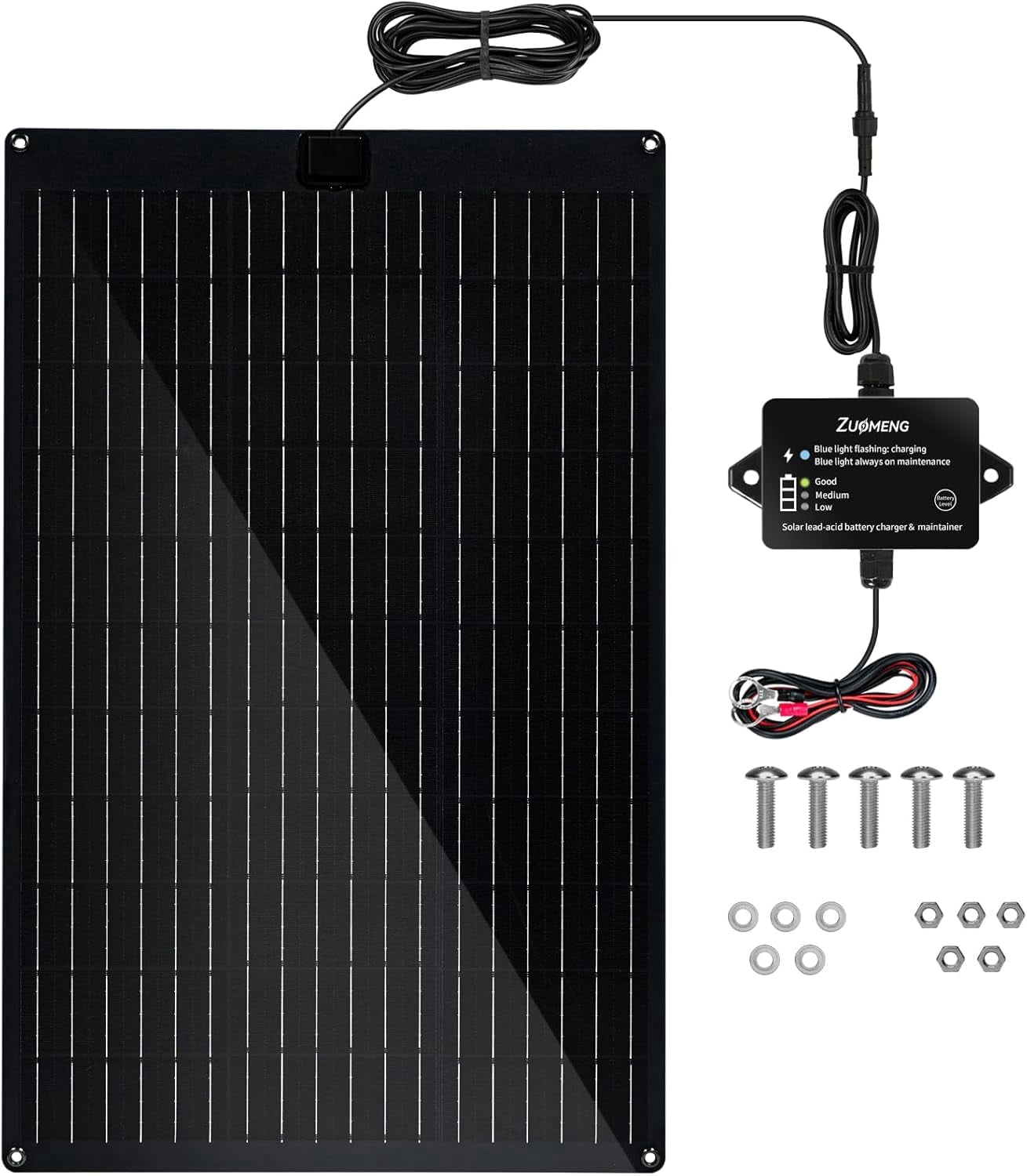 32W Solar Battery Charger, Zuomeng MPPT Solar Battery Maintainer & Solar Trickle Charger Kit with 32W High-Efficiency Solar Panel, Pulse Repair Solar Battery Charger