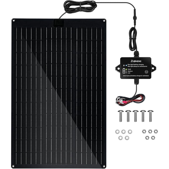 32W Solar Battery Charger, Zuomeng MPPT Solar Battery Maintainer & Solar Trickle Charger Kit with 32W High-Efficiency Solar Panel, Pulse Repair Solar Battery Charger