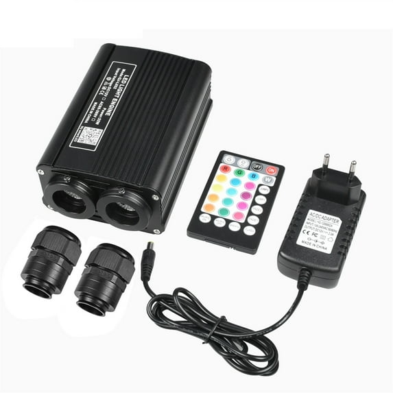 32W double Head RGBW LED Fiber Optic Engine Smart Bluetooth /Music /RF Remote Control Light Source for All Fiber Optic Cable ,Multi-Color Change