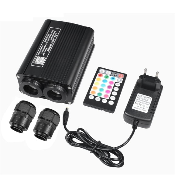 32W double Head RGBW LED Fiber Optic Engine Smart Bluetooth /Music /RF Remote Control Light Source for All Fiber Optic Cable ,Safe to Use