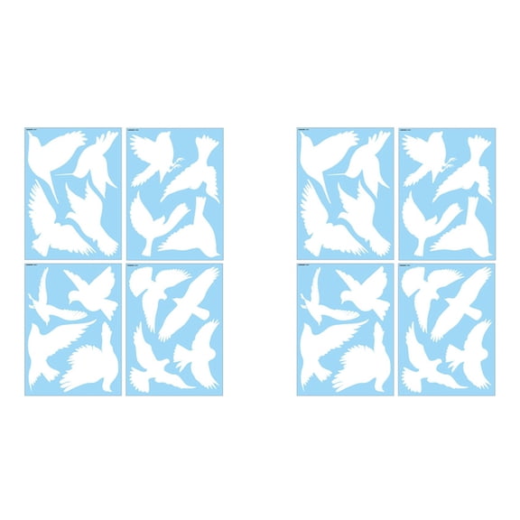 32X Bird Anti-Collision Window Stickers White Removable Electrostatic Glass Decorative Stickers Warning