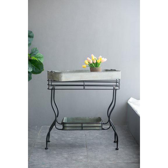 32X15X31" Maggie Galvanized Tray Table Accent Table