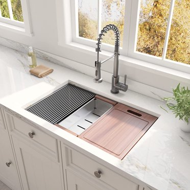 32 Inch Undermount Stainless Steel Kitchen Sink - Single Bowl Workstation Sink With Accessories