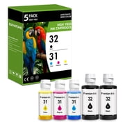 32XL Black 31 Color Ink Refill Bottles High Yield Compatible for HP 31 32XL Ink for Smart Tank 315 419 450 570 651 670 720 790 6005 7005 7305 5 Pack