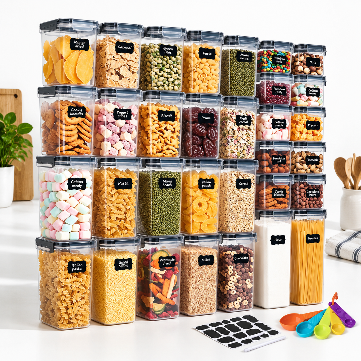 Stackable Ingredient Containers 32airtight Containers r Stackable Dry Food Storage - Walmart.com