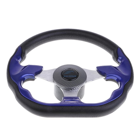 32cm/12.5 Inch Aluminum Pontoon Boat Flat Bottom Steering Wheel 3 Spoke 3/4-inch Shaft With Soft PU foam material grip And Center -