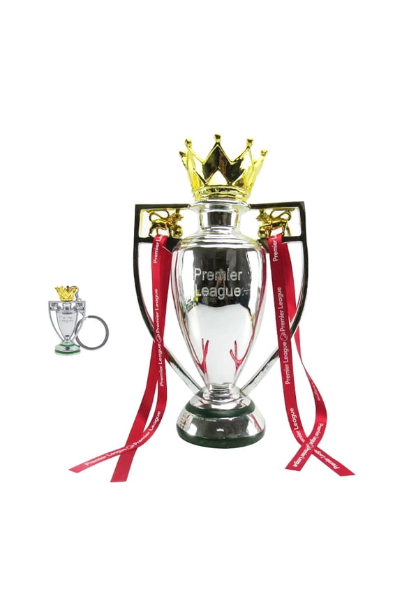 32cm/12.6inch Silver European England Premium Soccer League Champion Trophy with Keychain for Fan Collectibles Souvenir Home Office Decor Ornament,silver