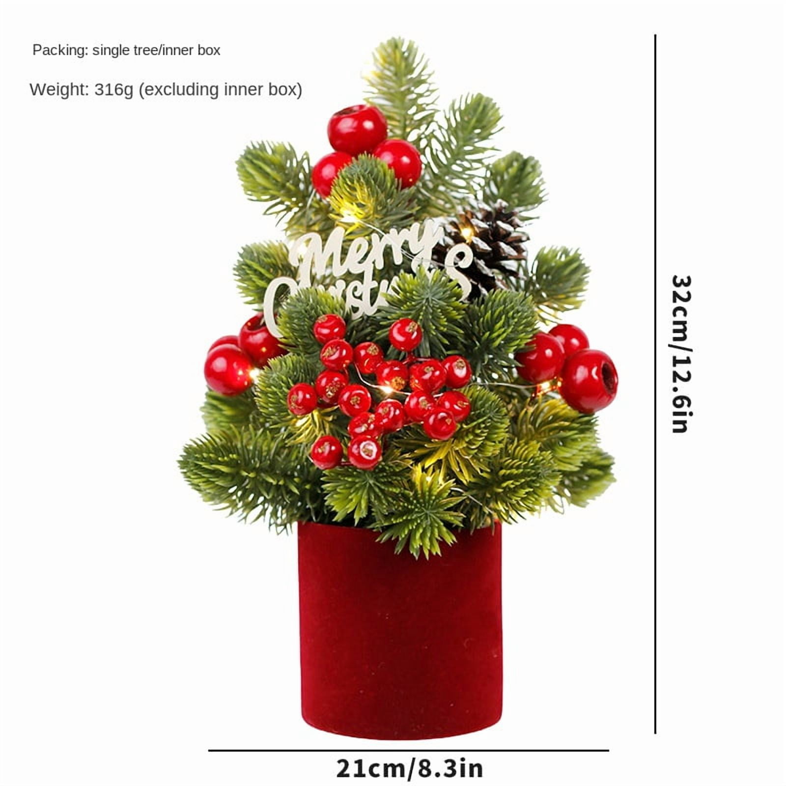 32cm LED Pinecone Christmas Tree Decor - Battery Operated Tabletop Mini ...
