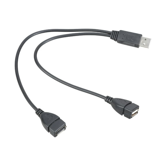 32cm Length USB 2.0 Extension Cable Data Cord 1xMale to 2xFemale Connector Line