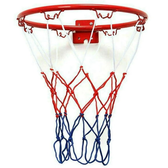 32cm Wall Mounted Basketball Hoop Netting Metal Rim Hanging Basket Basket- Wall Rim with Screws Indoor Outdoor Sport