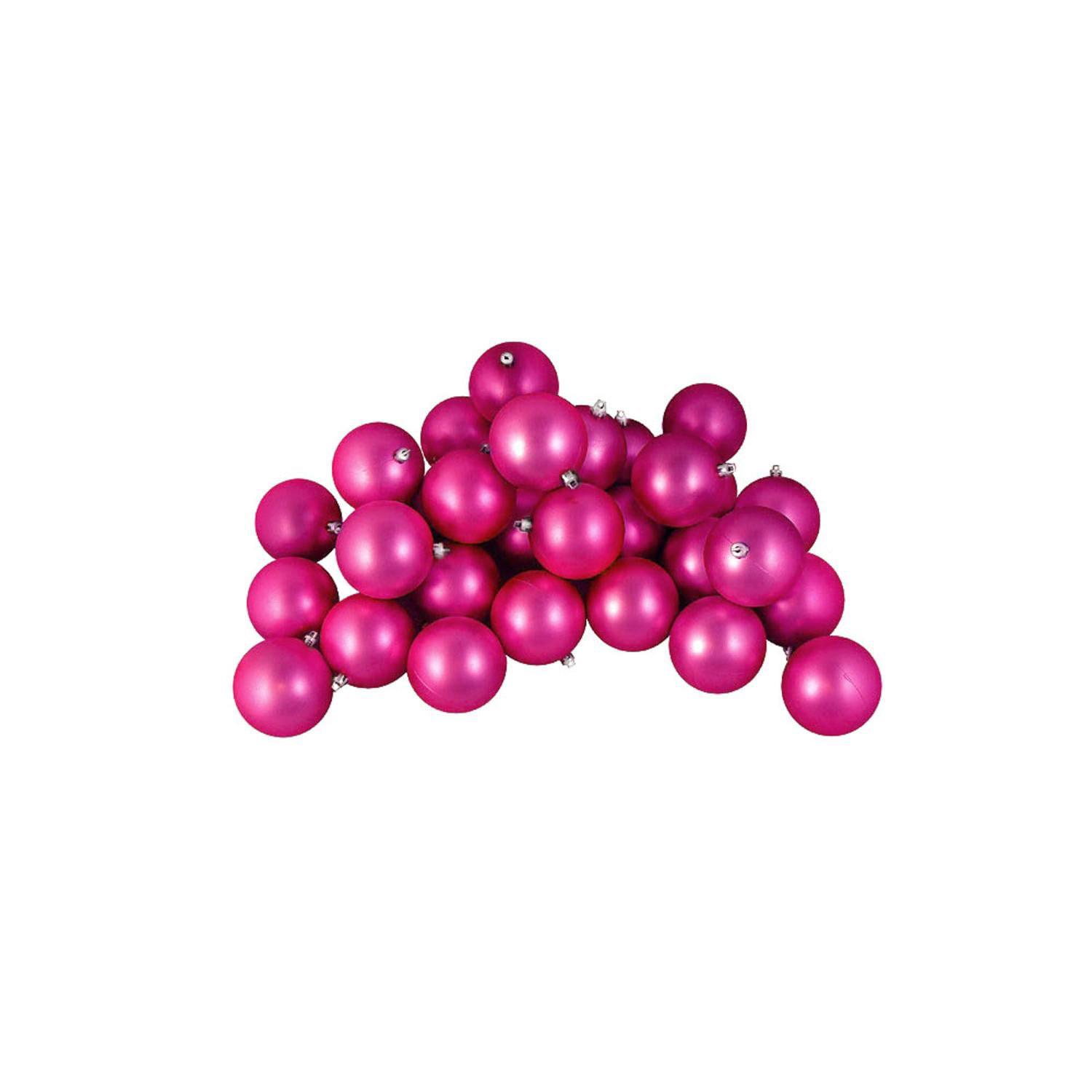 32ct Matte Pink Magenta Shatterproof Christmas Ball Ornaments 3.25 ...