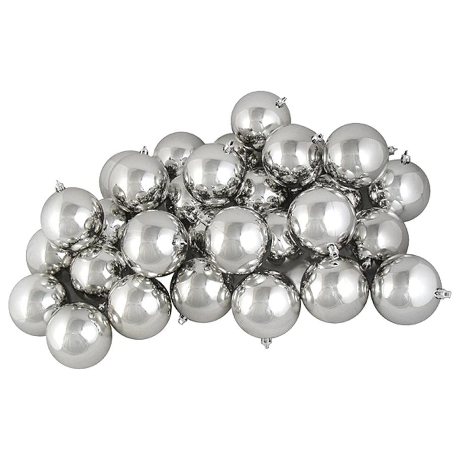 32ct Shiny Silver Splendor Shatterproof Christmas Ball Ornaments 325 80mm