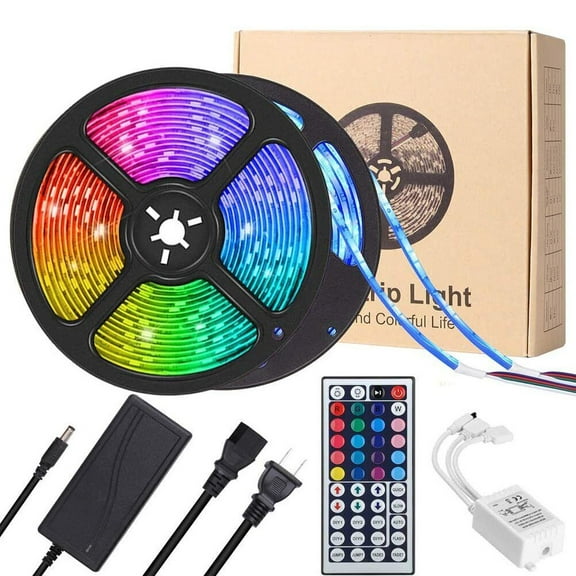 New LED Strip Lights 32ft Music Sync Bluetooth 5050 RGB Room Light with Remote Control Black