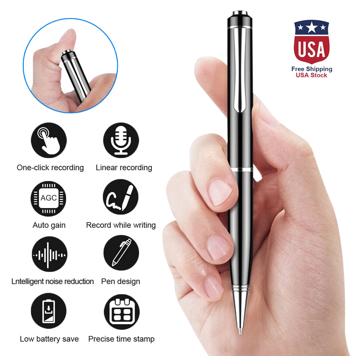 32gb Spy Digital Voice Activated Recorder Device Mini Hidden Audio Recording Pen