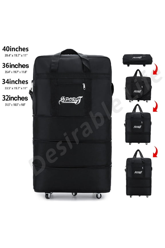 32in 3 Layer Expandable Suitcase Bag Collapsible Rolling Wheeled Duffle Bag Large for Home Storage Cargo Travel Business Moving Luggage