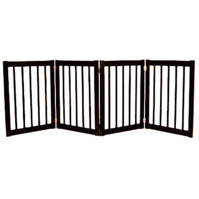 Black 32" Freestanding Wooden Pet Gate with 4 Panels
