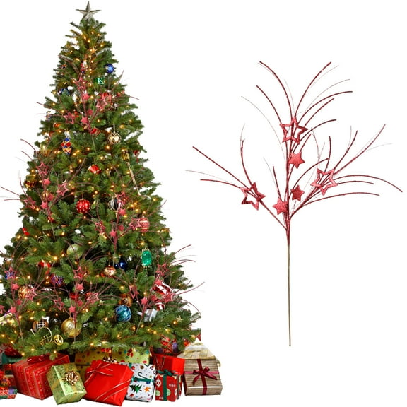 32in Christmas Long Cuttings Gold Powder Christmas Party Decoration Ball Branches Berry Sequins Bunchs