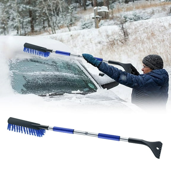 32in Detachable Car Snow Brush and Ice Scraper, 2-in-1 Extendable Snow Removal Tool for SUV, Truck, and Car Windshield with Ergonomic Foam Grip, Blue, Winter Snow Shovel