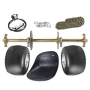 32in Rear Axle Kit with 5 Wheels, 11x7.10-5 Tires, 428 41T Sprocket & Brake Caliper Master Cylinder, 3 Stud Hubs, Go Cart Seat for Racing Go Kart, ATV Quad Buggy & Drift Trike, Karting