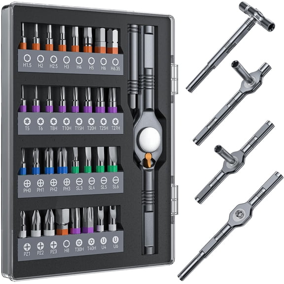 32in1 T Handle Magnetic Ratchet Set  [freely Combine 5+ Grip Styles] Screw Driver Ratcheting Allen Wrenches Sets Repair Tool Kit For Computer Bicycles Furniture Electronics