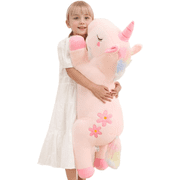 32inch Cute Giant Pink Unicorn Plush, Jumbo Soft Body Pillow Pet, Large Rainbow Unicorn Stuffed Animals Toy, Big Doll for Kids Girls and Boys, Birthday Christmas
