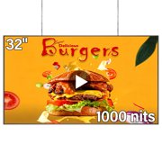 32inch Digital Signage, 1000nits High Brightness Advertising Display, Slim Fit Frameless LCD Monitor, CMS Remote Publishing, 24/7 Operation, Smart Split Screen Play, HDMI/USB/WiFi/Android System
