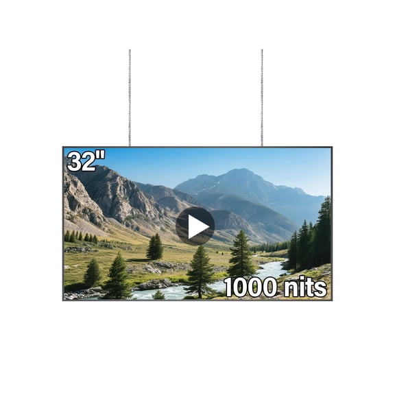 32inch Digital Signage, 1000nits High Brightness Advertising Display, Slim Fit Frameless LCD Monitor, CMS Remote Publishing, 24/7 Operation, Smart Split Screen Play, HDMI/USB/WiFi/Android System