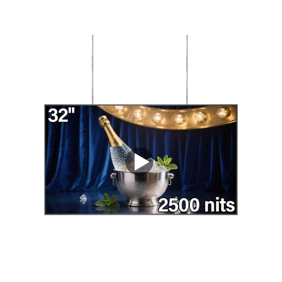 32inch Digital Signage, 2500nits High Brightness Advertising Display, Slim Fit Frameless LCD Monitor, CMS Remote Publishing, 24/7 Operation, Smart Split Screen Play, HDMI/USB/WiFi/Android System