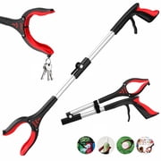 32inch Grabber Reacher, Kekoy Foldable Grabbers for Elderly Grab it Reaching Tool Heavy Duty, Anti-Slip Rotating Jaw with Magnet, 4" Wide Claw Opening Reachers for Seniors(Red)