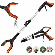 KEKOY 32inch Grabber Reacher, Kekoy Foldable Grabbers for Elderly Grab it Reaching Tool Heavy Duty, Anti-Slip Rotating Jaw with Magnet, 4" Wide Claw Opening Reachers for Seniors(Orange)