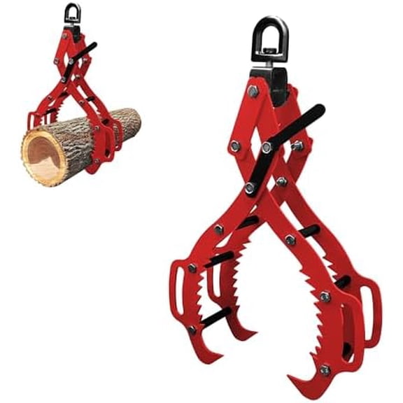 32inch Log Tongs, Log Grapple for Logging Tongs, Upgraded Swivel Steel Skidding Tongs, 4 Claw Timber Claw Hook Eagle Claws Design Log Lifting Tongs for for Tractor, ATVs, Trucks, Forklifts, Skidder