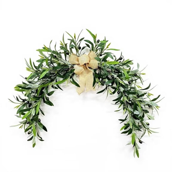 32inch Olive Leaf Door Hanging Decor, Artificial Spring Summer Wreath, Realistic Greenery Ornament for Front Door Wall Home Decoration