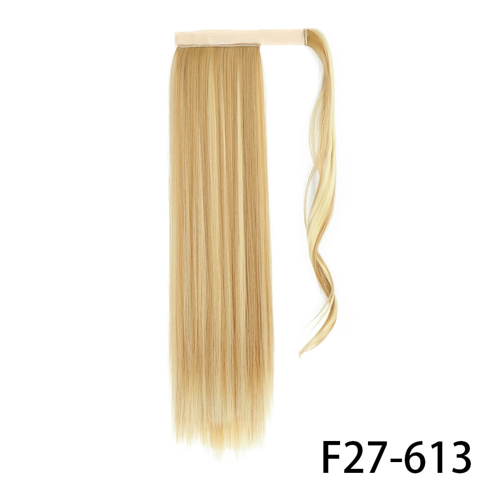 32inches Synthetic Ponytail Hair Extension Clip in Fake Wig Hairpiece Blonde Wrap Around Pigtail Long Smooth Overhead Pony Tail