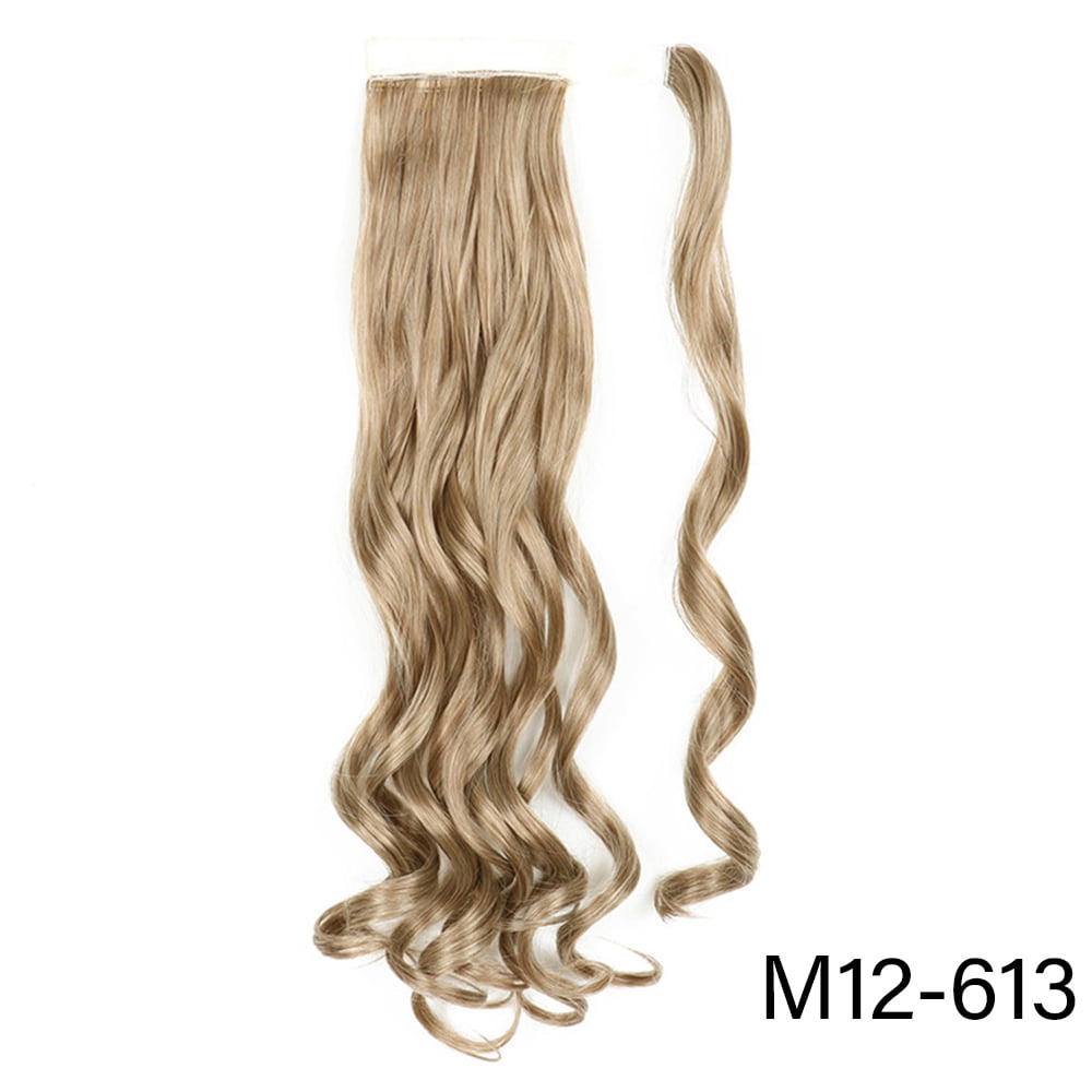 32inches Synthetic Ponytail Hair Extension Clip in Fake Wig Hairpiece Blonde Wrap Around Pigtail Long Smooth Overhead Pony Tail