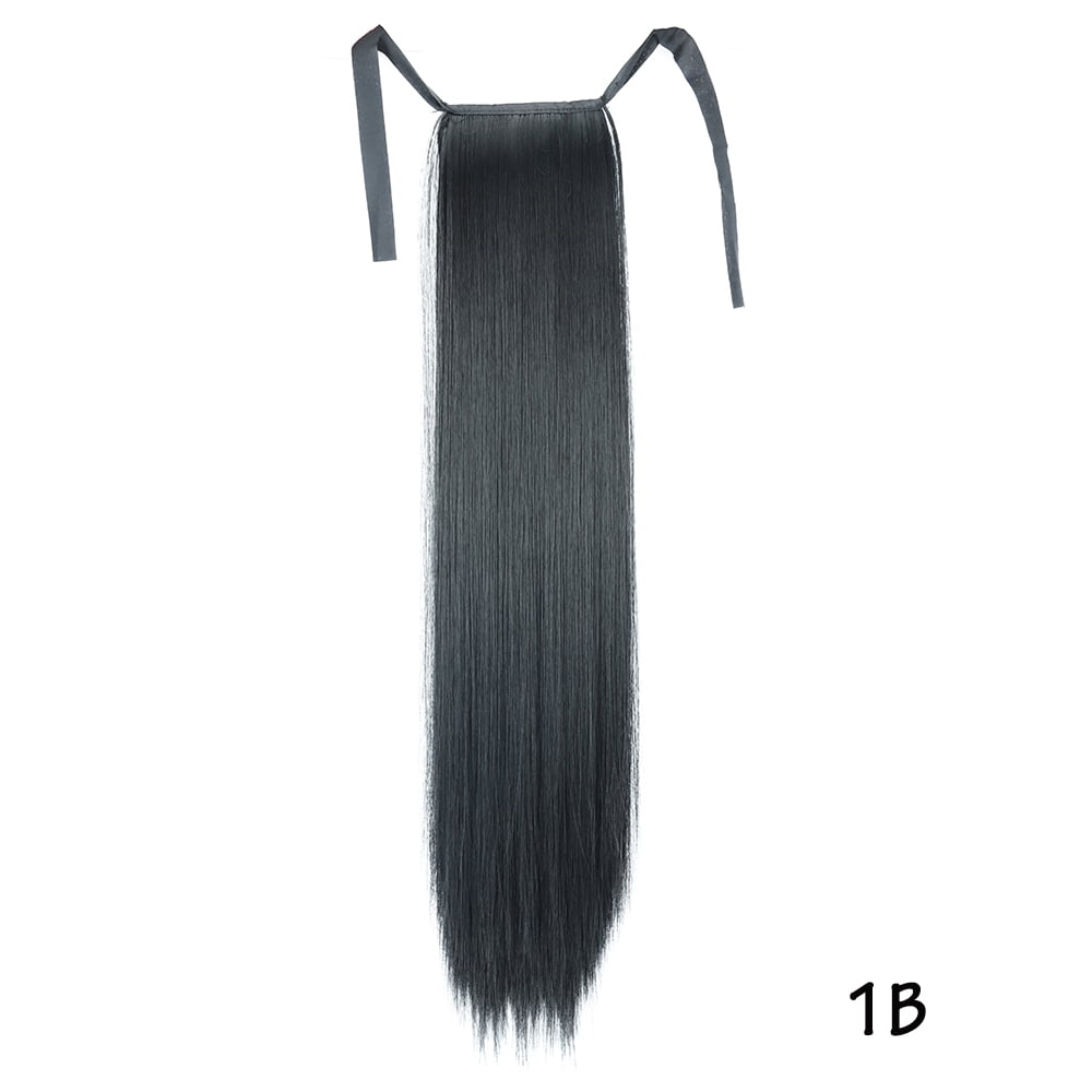 32inches Synthetic Ponytail Hair Extension Clip in Fake Wig Hairpiece Blonde Wrap Around Pigtail Long Smooth Overhead Pony Tail