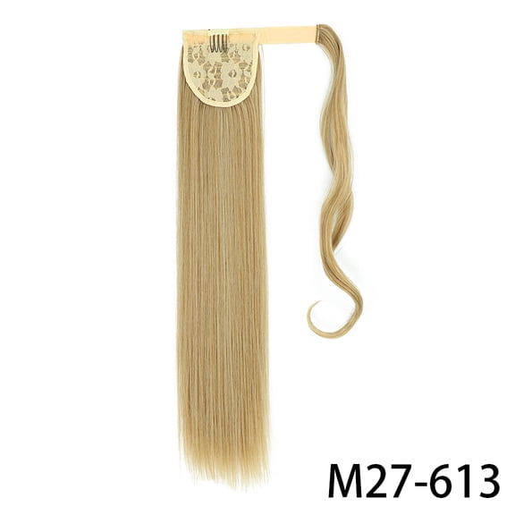 32inches Synthetic Ponytail Hair Extension Clip in Fake Wig Hairpiece Blonde Wrap Around Pigtail Long Smooth Overhead Pony Tail