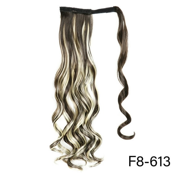 32inches Synthetic Ponytail Hair Extension Clip in Fake Wig Hairpiece Blonde Wrap Around Pigtail Long Smooth Overhead Pony Tail