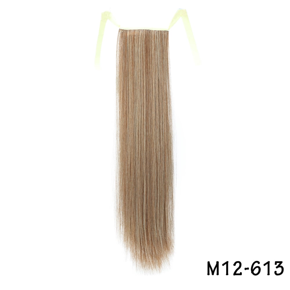 32inches Synthetic Ponytail Hair Extension Clip in Fake Wig Hairpiece Blonde Wrap Around Pigtail Long Smooth Overhead Pony Tail