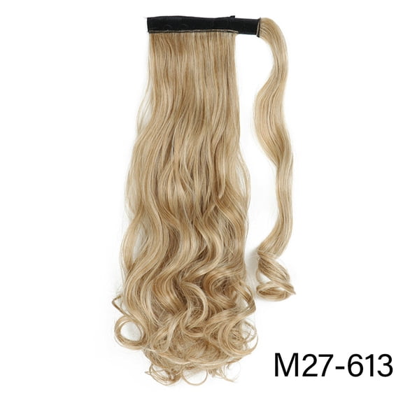 32inches Synthetic Ponytail Hair Extension Clip in Fake Wig Hairpiece Blonde Wrap Around Pigtail Long Smooth Overhead Pony Tail