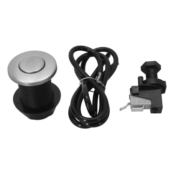 32mm Air Switch Kit for Hot Tubs, Spas & Garbage Disposals - Pneumatic Control Switch with Button, Hose & Switch, ABS and Stainless Steel, Black