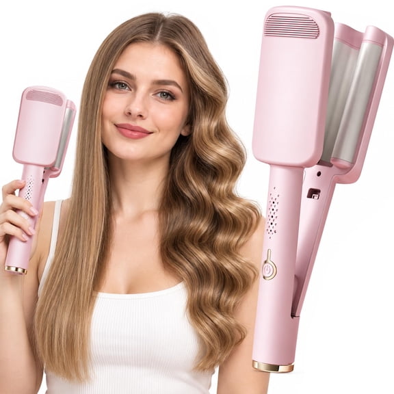 32mm Deep Wave Hair Curler, U-Barrel Wavy Curling Iron4 Heat Settings; Ergonomic Handle; For Long & Short Hair; Big Bouncy Waves; No-Damage; Rizador de Pelo 32mm