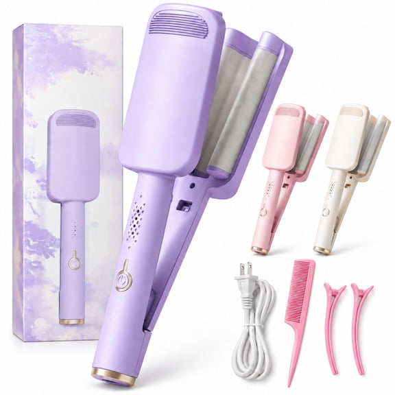 32mm Deep Wave Hair Curler, U-Shaped Barrel for Big Bouncy Waves, 4 Adjustable Heat Settings, Ergonomic Handle for Different Hair Types