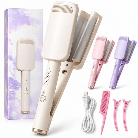 32mm Deep Wave Hair Curler, U-Shaped Barrel for Big Bouncy Waves, 4 Adjustable Heat Settings, Ergonomic Handle for Different Hair Types