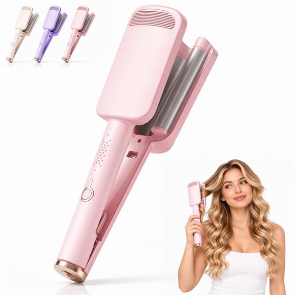 32mm Deep Waver Hair Curler, Ceramic Negative Ion 3 Barrel Curling Iron, 4 Heat Settings, Auto Shut Off, Creates Big Bouncy French Waves, Portable Wave Crimper for Women, Home & Travel