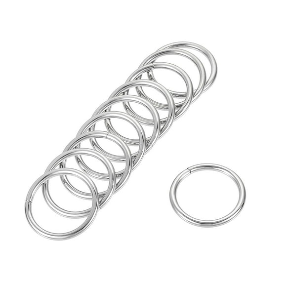32mm ID 3.8mm Thickness Metal O Ring Iron Silver Tone 15 Pack